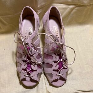 Merlet Women's Peep-Toe Heels in Soft Tan